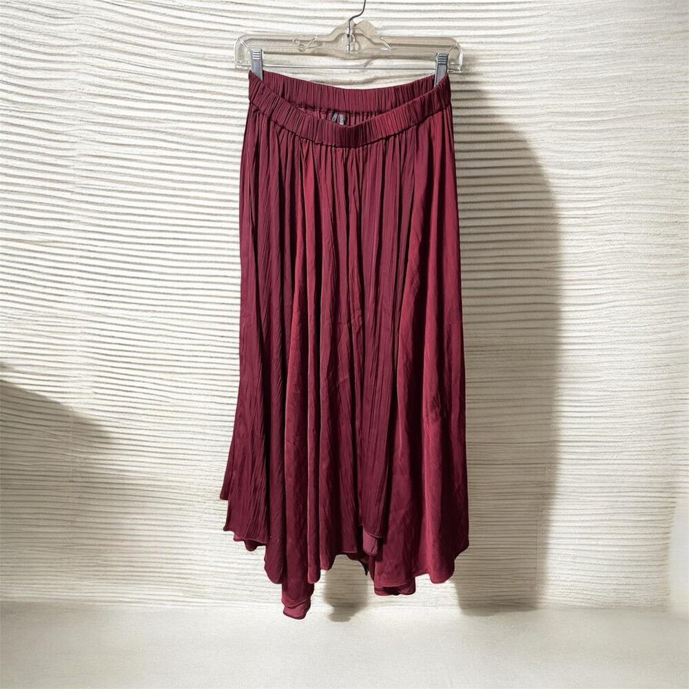 Anthropologie Sleek A-Line Skirt Women’s Size Small Wine Red Stretchy Waist